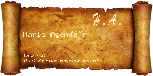 Haris Agenór névjegykártya